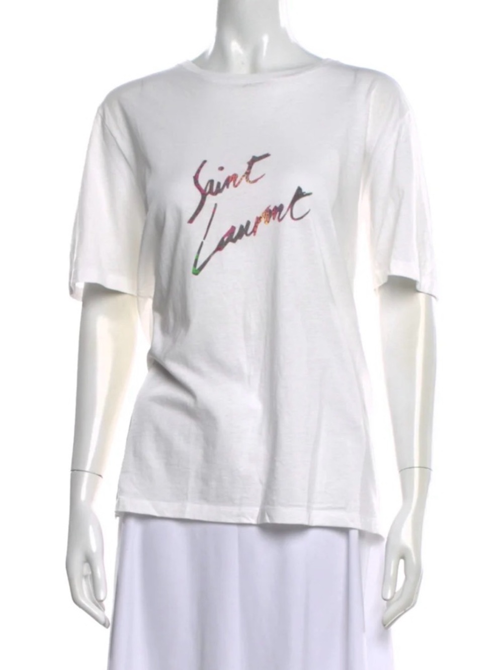 Saint Laurent White Graphic Print Crew Neck T-Shirt Excellent condition